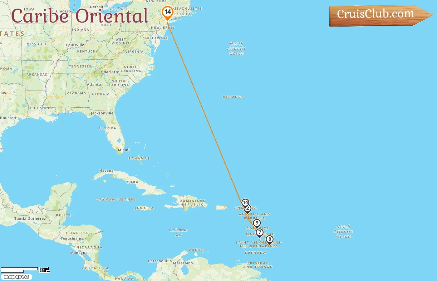 Crucero por el Caribe Oriental desde Nueva York a bordo del Queen Mary 2 con visitas a Estados Unidos y Barbados durante 14 días