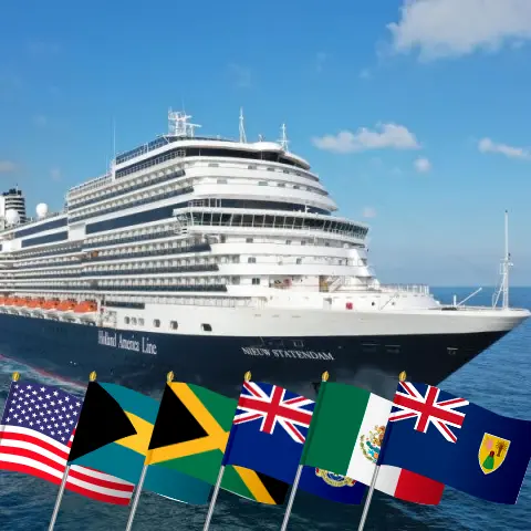 Kreuzfahrt in der Karibik ab Fort Lauderdale an Bord des Schiffes Nieuw Statendam mit Besuchen in den USA, den Bahamas, Jamaika, den Kaimaninseln, Mexiko und der Dominikanischen Republik für 15 Tage