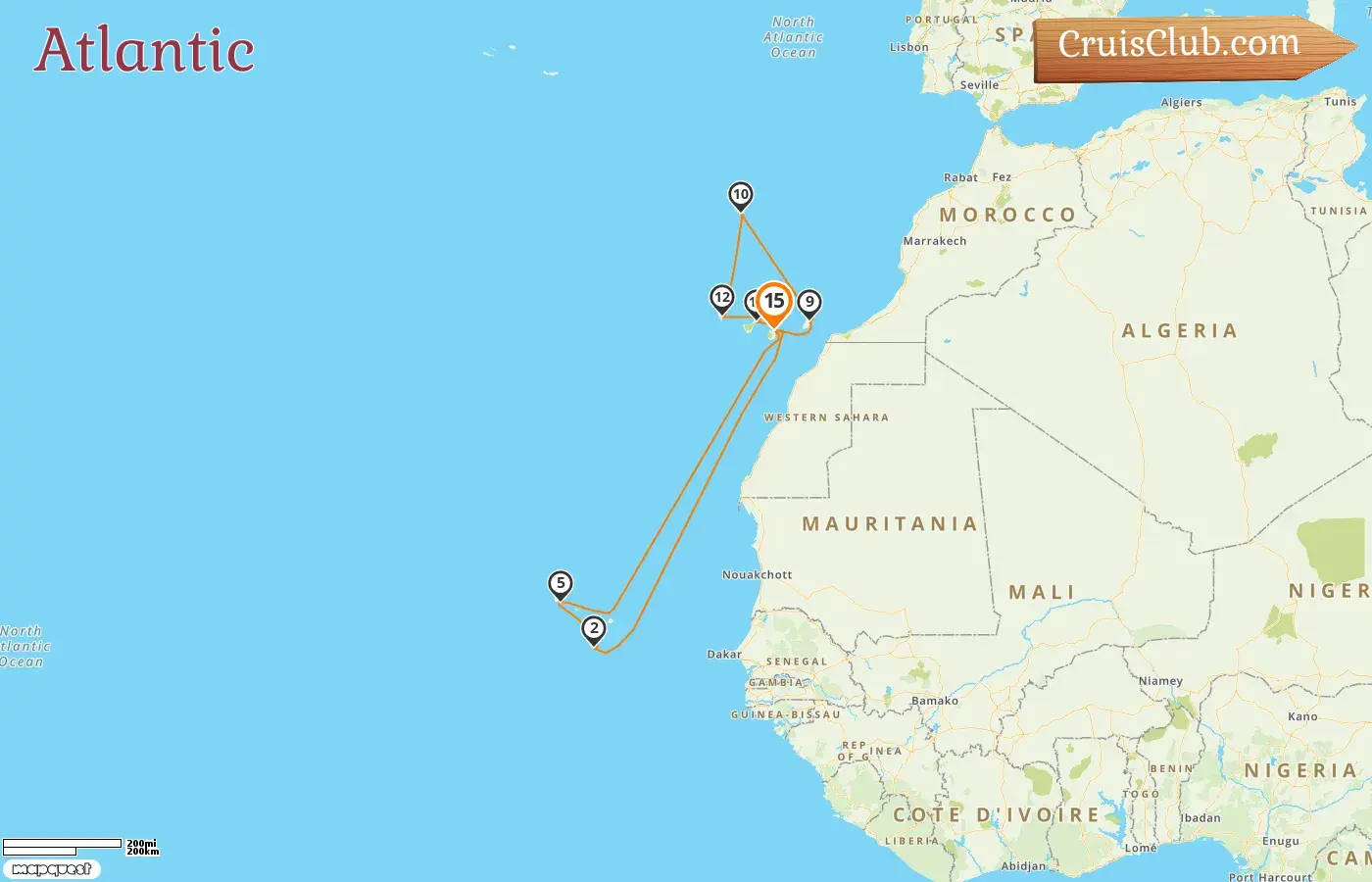 Cruise in the Atlantic from Las Palmas aboard Mein Schiff 7 ship with visits to Spain for 15 days