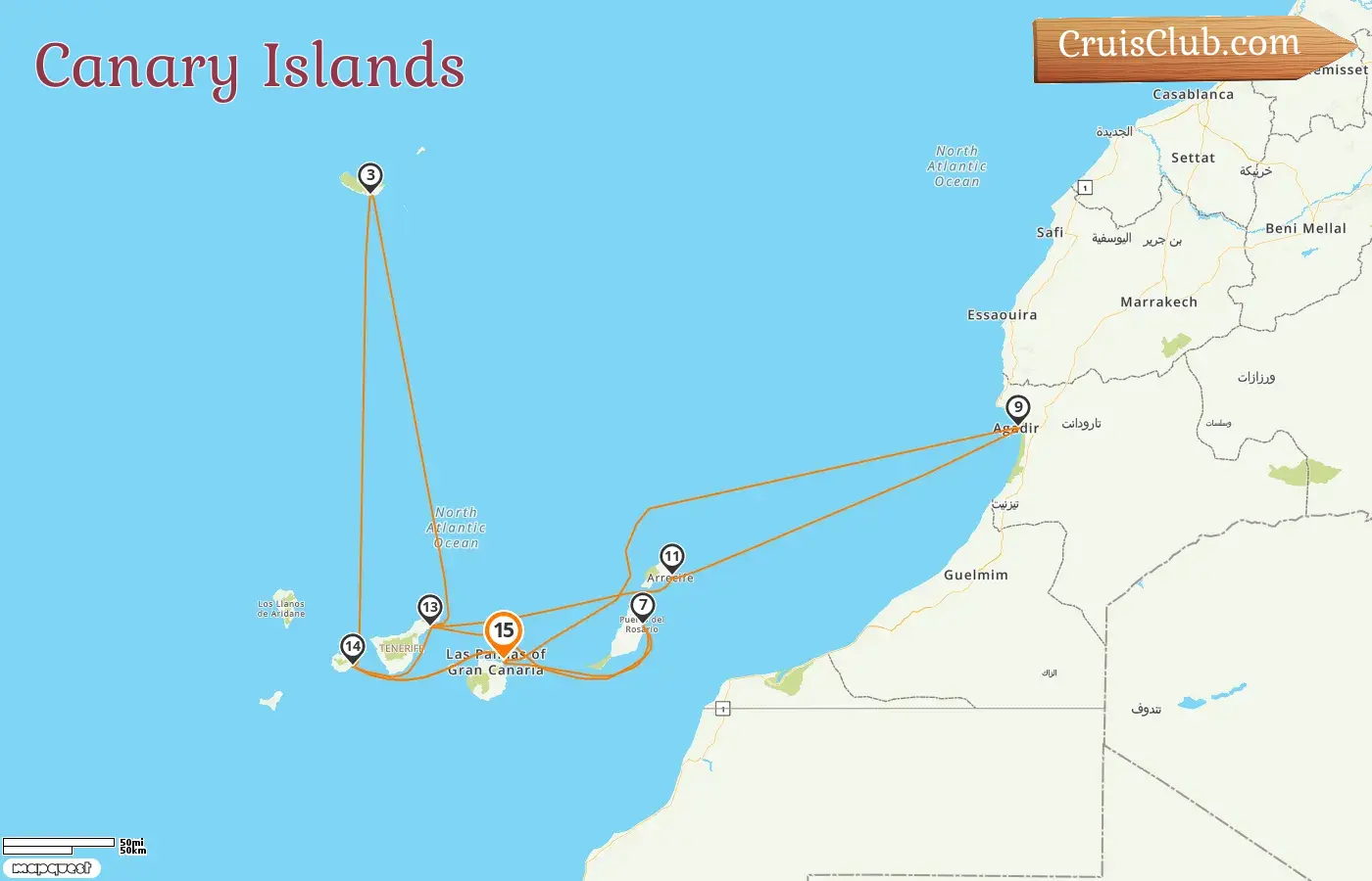 Cruise in the Canary Islands from Las Palmas aboard Mein Schiff 7 ship with visits to Spain and Morocco for 15 days