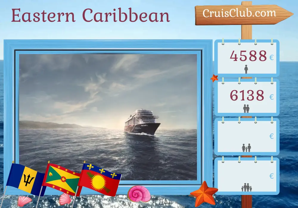Cruise in the Eastern Caribbean from Bridgetown aboard Mein Schiff 2 ship with visits to Barbados, Saint Vincent and the Grenadines, Grenada, and Guadeloupe for 15 days