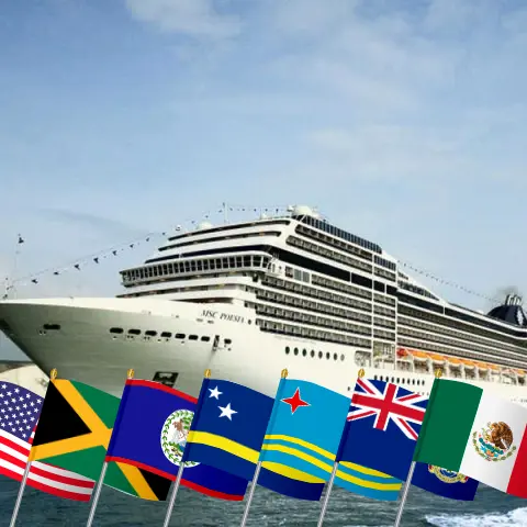 Croisière dans les Caraïbes au départ de Miami à bord du navire MSC Poesia avec des visites aux États-Unis, en Jamaïque, en Colombie, au Panama, au Costa Rica, au Honduras, au Belize, à Curaçao, à Aruba, aux îles Caïmans et au Mexique pendant 22 jours