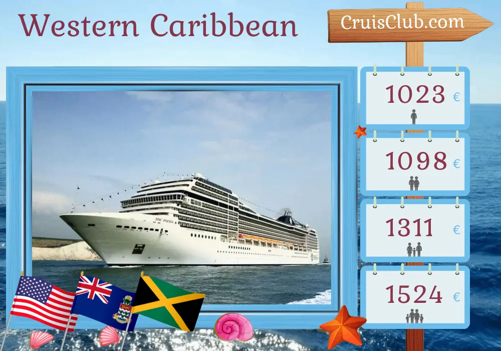 Cruise in the Western Caribbean from Miami aboard MSC Poesia ship with visits to USA, Cayman Islands, and Jamaica for 6 days