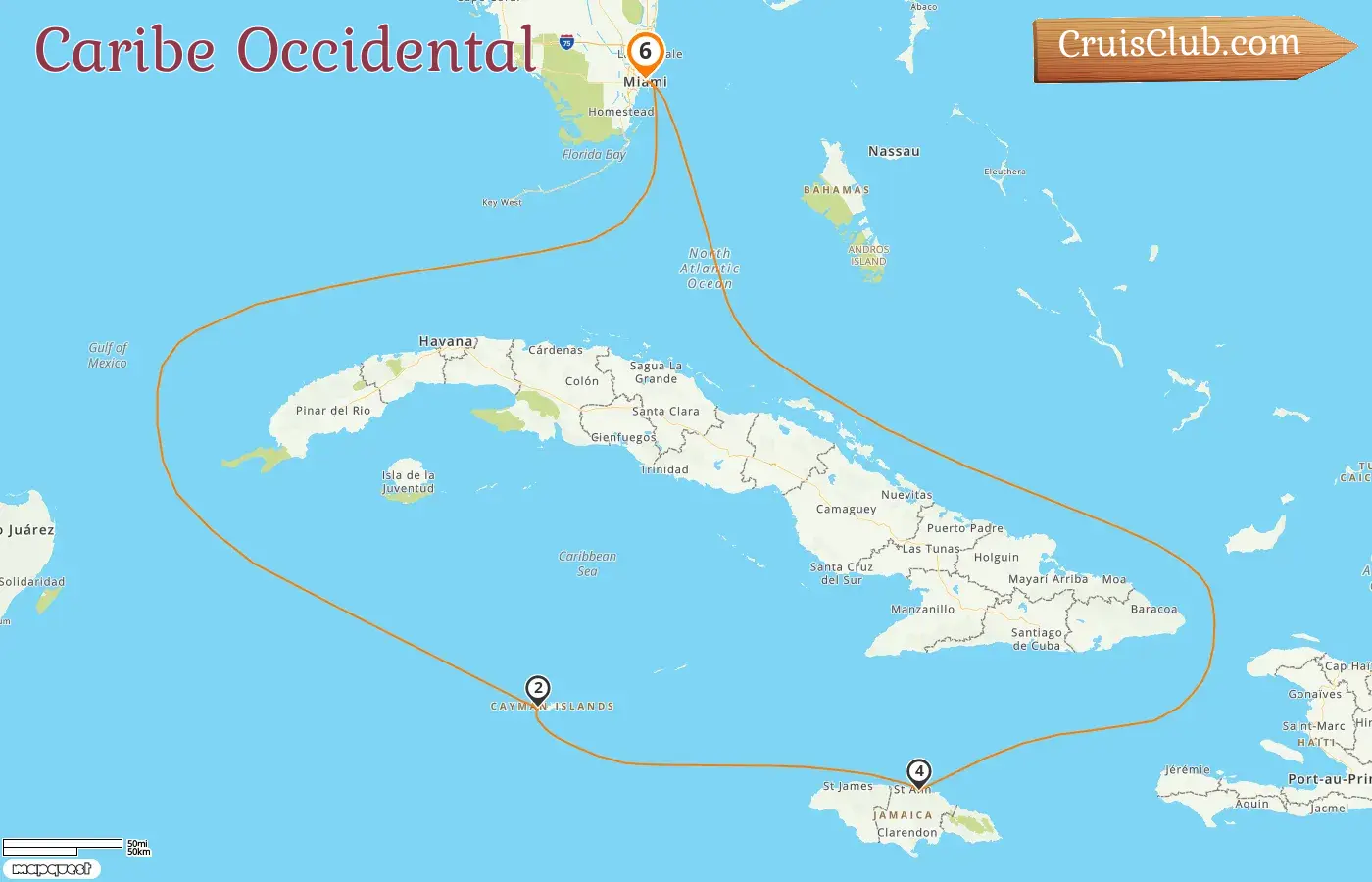 Crucero por el Caribe Occidental desde Miami a bordo del barco MSC Poesía con visitas a Estados Unidos, Islas Caimán y Jamaica por 6 días