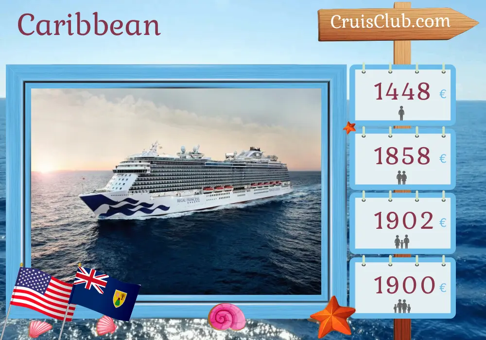 Cruise in the Caribbean from Fort Lauderdale aboard Regal Princess ship with visits to USA, Dominican Republic, and Puerto Rico for 8 days