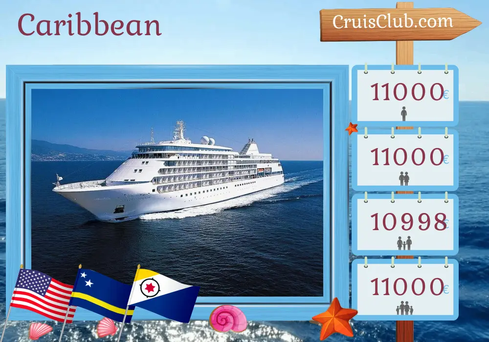 Cruise in the Caribbean from Miami to Cartagena aboard Silver Shadow ship with visits to USA, British Virgin Islands, Saint Barthélemy, Curaçao, and Colombia for 11 days