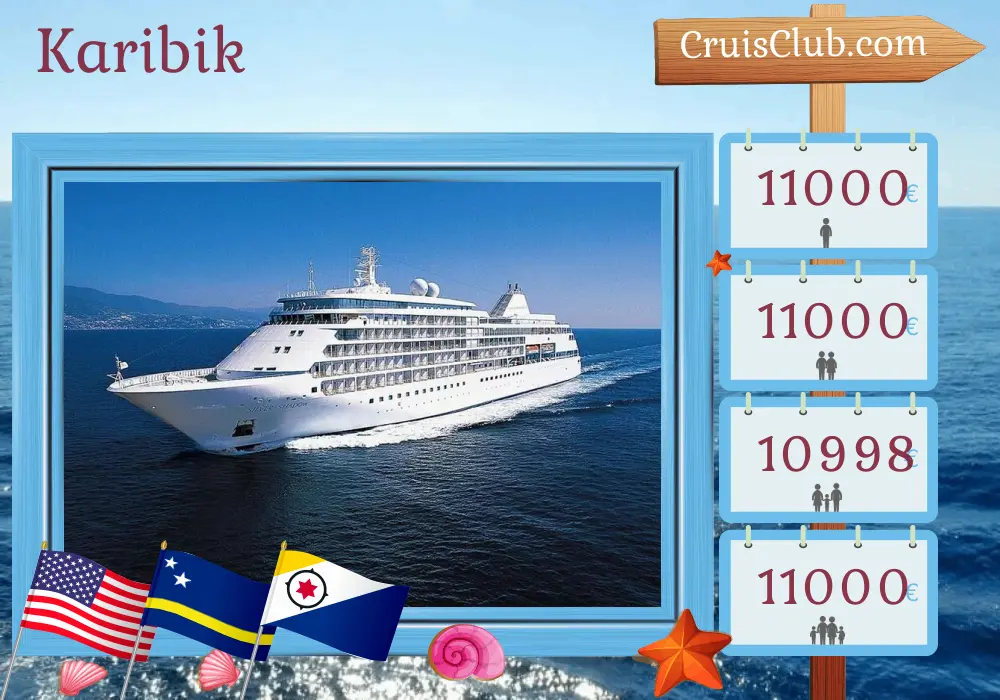Kreuzfahrt in die Karibik von Miami nach Cartagena an Bord des Schiffes Silver Shadow mit Stopps in den USA, den British Virgin Islands, Saint-Barthélemy, Curaçao und Kolumbien für 11 Tage