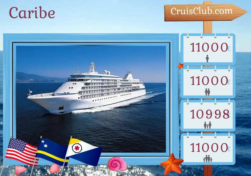 Cruzeiro no Caribe de Miami para Cartagena a bordo do navio Silver Shadow com visitas aos EUA, Ilhas Virgens Britânicas, São Bartolomeu, Curaçao e Colômbia por 11 dias