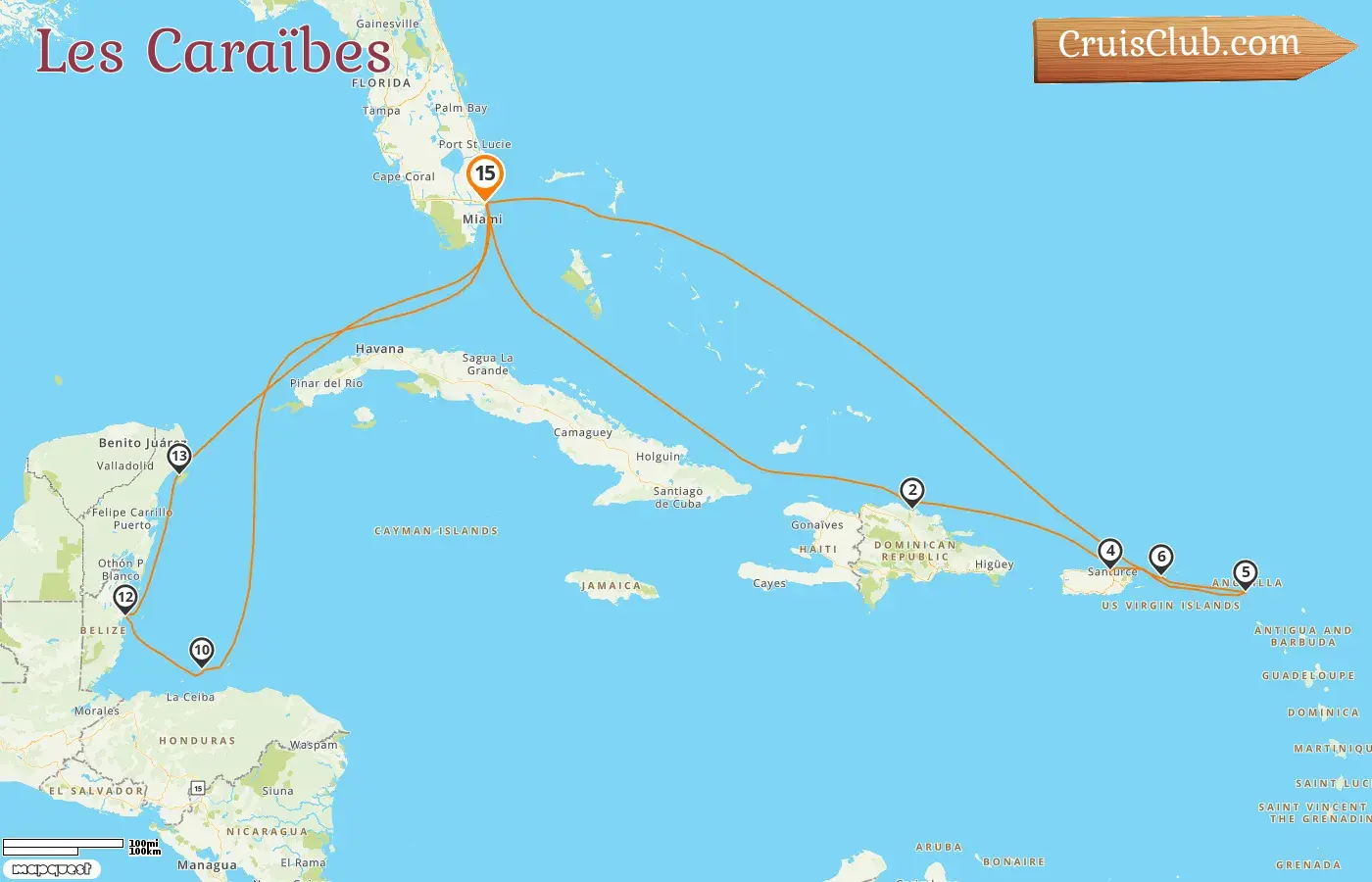 Croisière dans les Caraïbes au départ de Fort Lauderdale à bord du navire Majestic Princess avec des escales aux États-Unis, en République dominicaine, à Porto Rico, au Honduras, au Belize et au Mexique pendant 15 jours