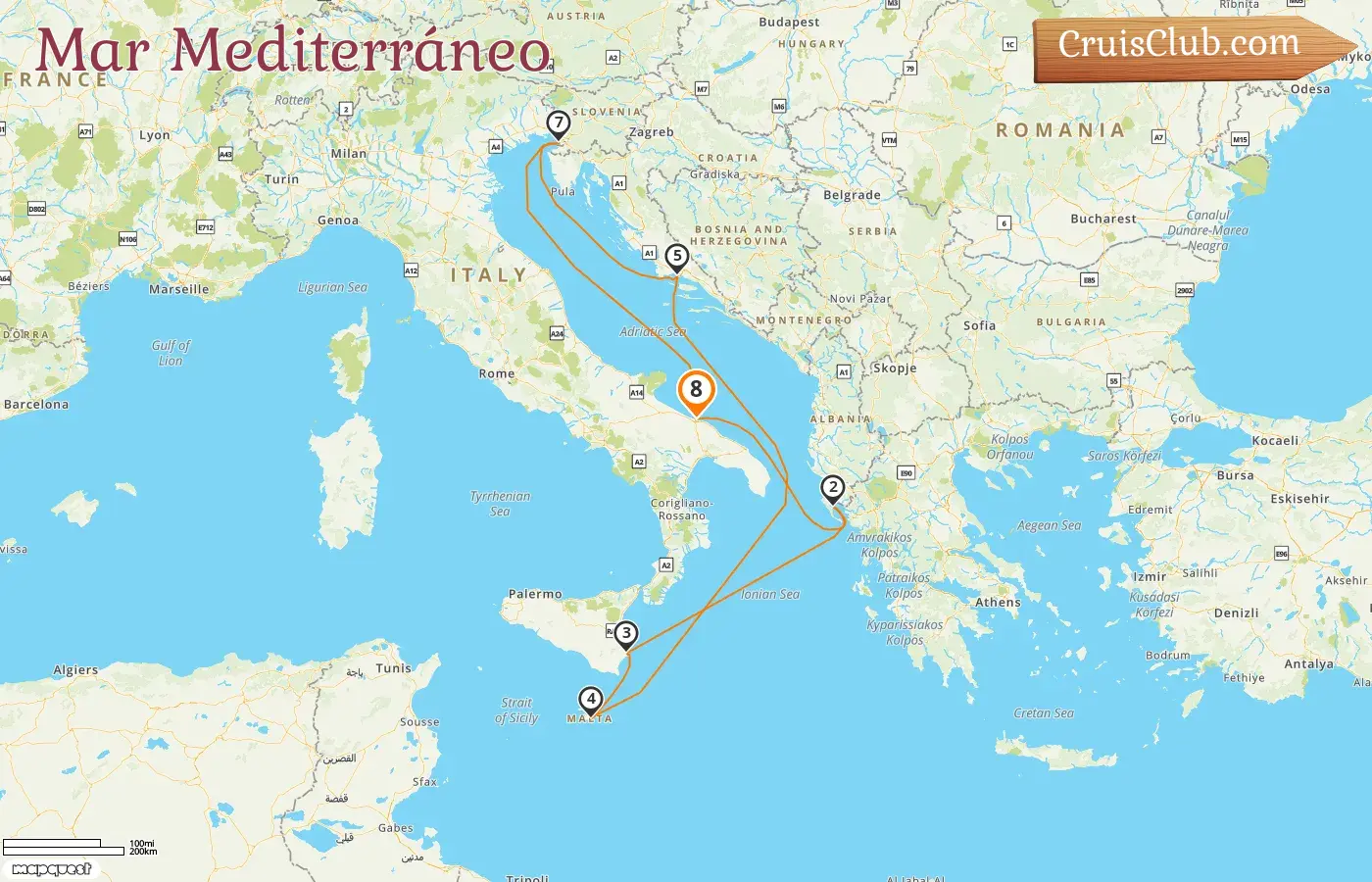 Crucero por el Mediterráneo desde Bari a bordo del barco Costa Deliziosa con visitas a Italia, Grecia, Malta y Croacia durante 8 días