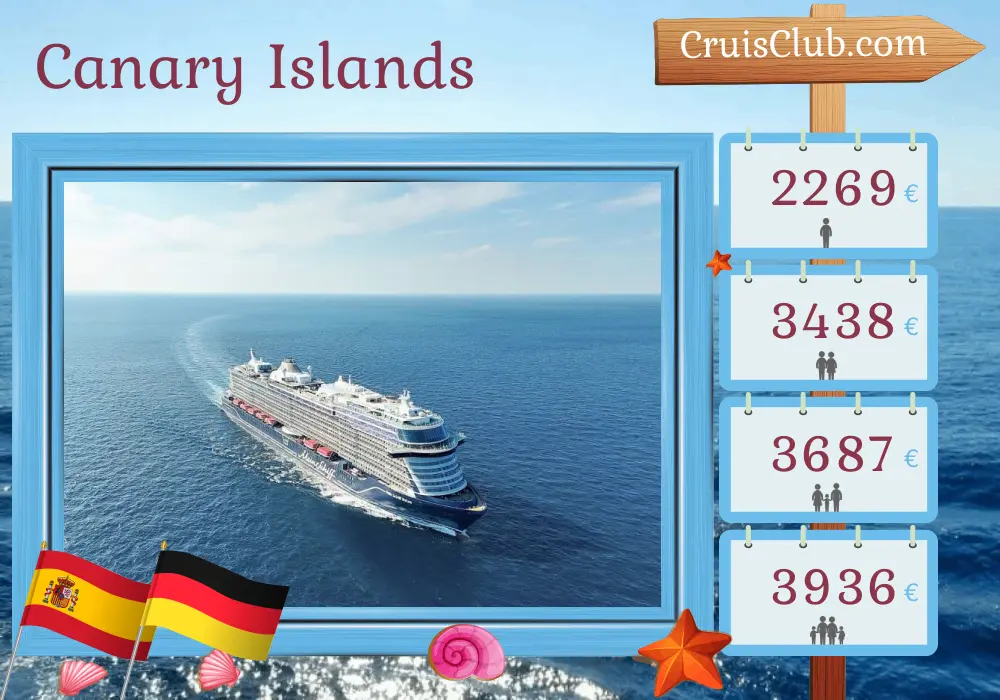 Cruise in the Canary Islands from Santa Cruz de Tenerife to Hamburg aboard Mein Schiff Relax ship with visits to Spain and Germany for 13 days