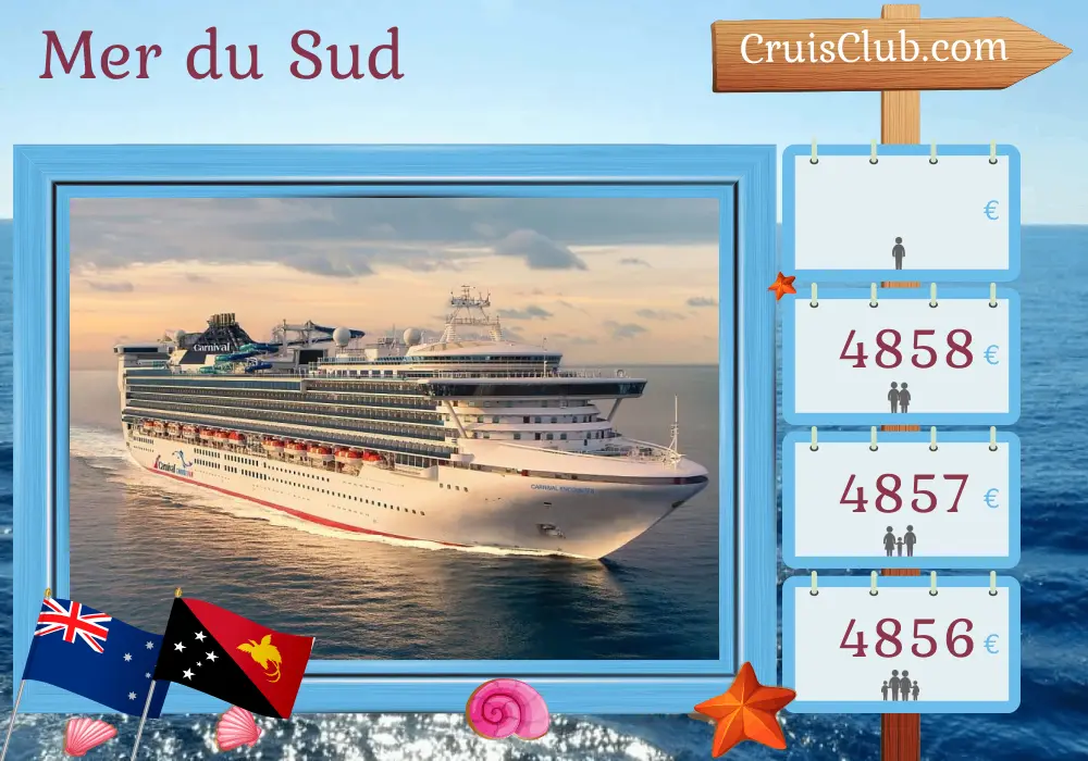 Croisière dans le Pacifique Sud au départ de Brisbane à bord du navire Carnival Encounter avec des visites en Australie et en Papouasie-Nouvelle-Guinée pendant 9 jours