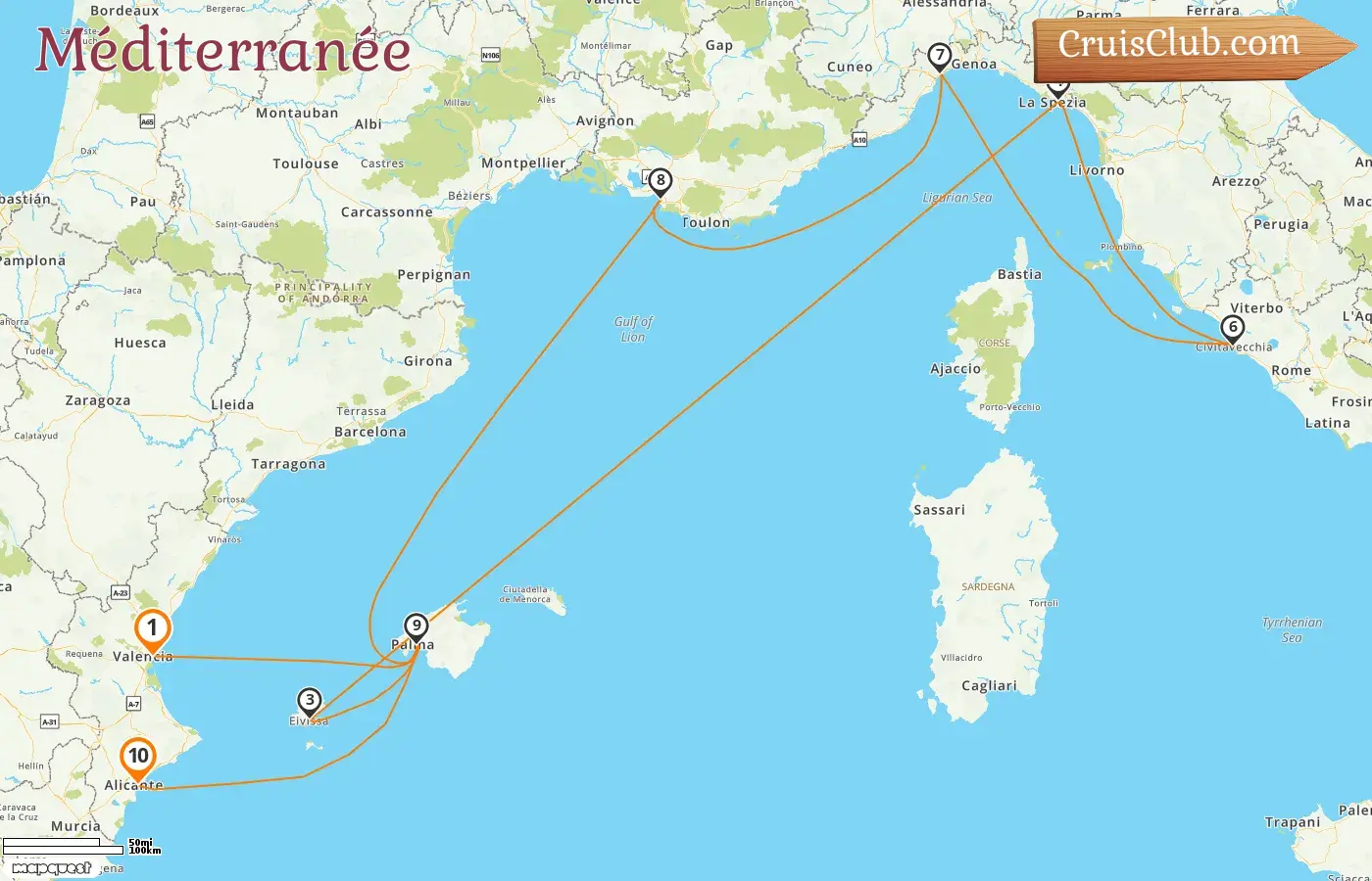 Croisière en Méditerranée de Valence à Alicante à bord du navire Costa Pacifica avec visites en Espagne, en Italie et en France pendant 10 jours