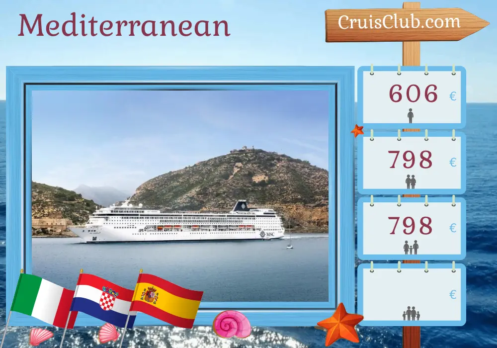 Cruise in the Mediterranean from Marghera to Barcelona aboard MSC Armonia ship with visits to Italy, Croatia, and Spain for 7 days