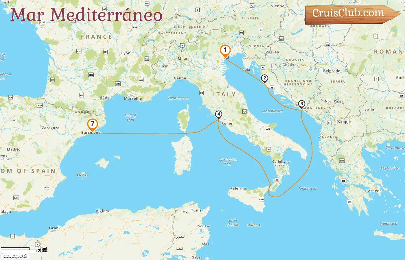 Crucero por el Mediterráneo de Marghera a Barcelona a bordo del barco MSC Armonía con visitas a Italia, Croacia y España durante 7 días