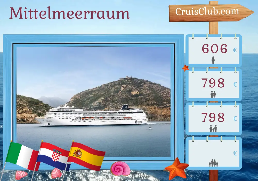Mittelmeerkreuzfahrt von Marghera nach Barcelona an Bord des MSC Armonia-Schiffs mit Besuchen in Italien, Kroatien und Spanien für 7 Tage
