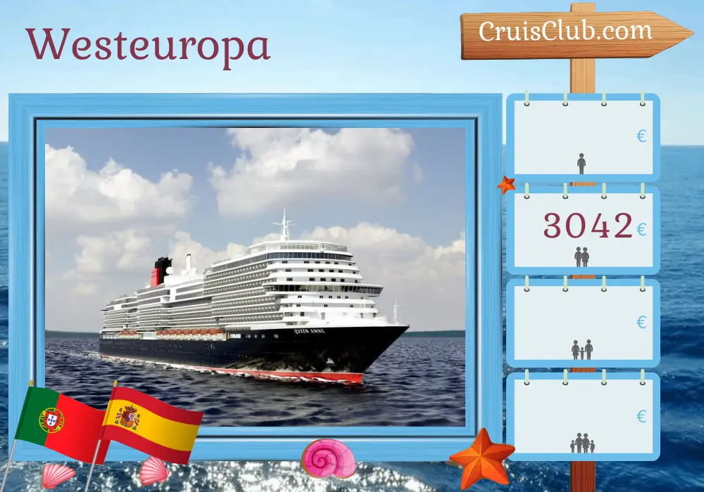 Kreuzfahrt in Westeuropa ab Southampton an Bord der Queen Anne mit Besuchen in Portugal und Spanien für 13 Tage