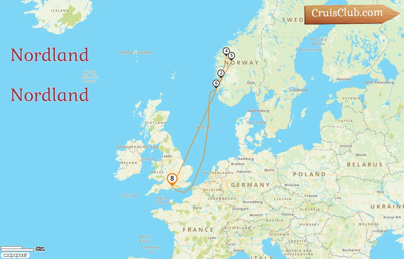 Cruzeiro no Norte a partir de Southampton a bordo do navio Queen Anne com visitas à Noruega por 8 dias