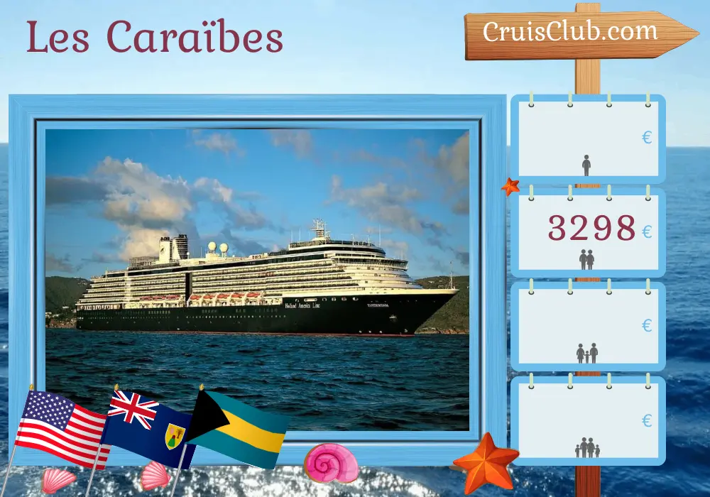 Croisière dans les Caraïbes au départ de Miami à bord du navire Zuiderdam avec des escales aux États-Unis, en République dominicaine et aux Bahamas pendant 8 jours