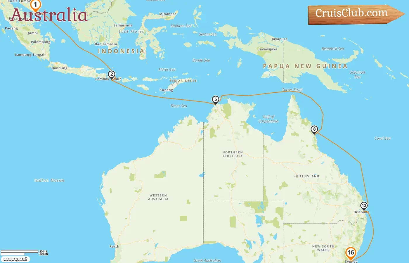 Crucero en Australia de Singapur a Sídney a bordo del barco Royal Princess con visitas a Singapur, Indonesia y Australia durante 16 días