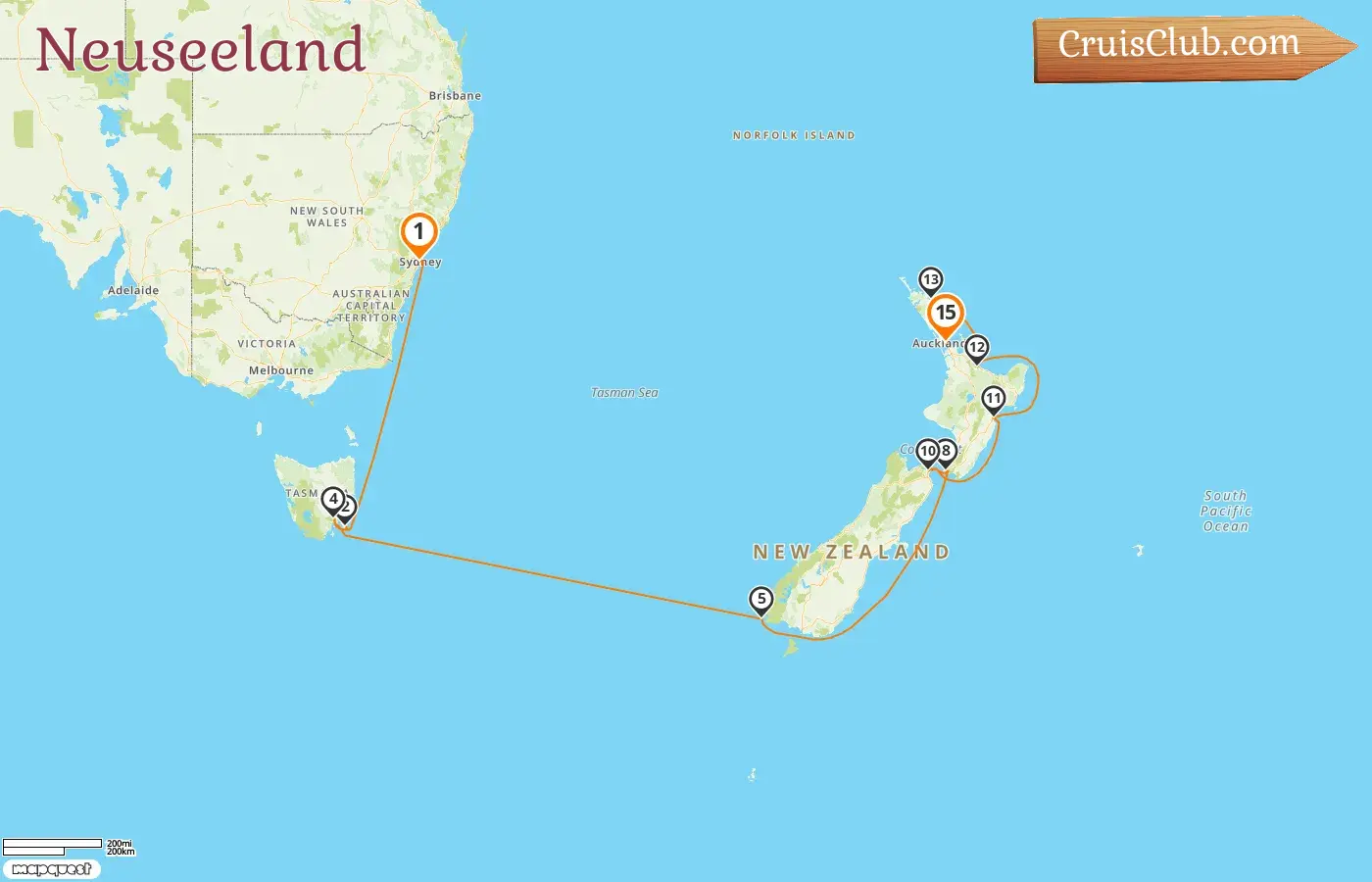 Kreuzfahrt in Neuseeland von Sydney nach Auckland an Bord des Royal Princess-Schiffs mit Besuchen in Australien und Neuseeland für 15 Tage