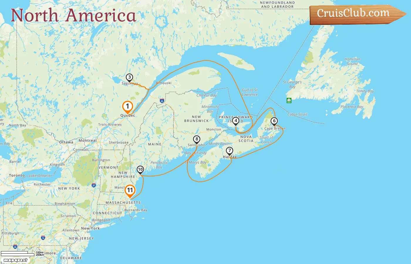 Cruise in the North America from Quebec to Boston aboard Sapphire Princess ship with visits to Canada and USA for 11 days