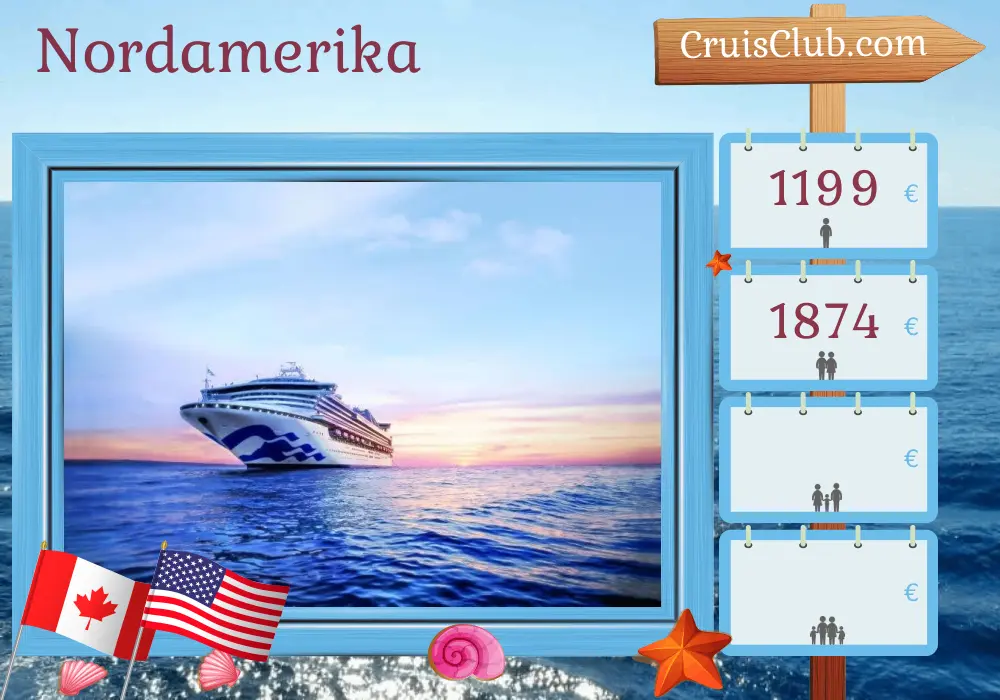 Kreuzfahrt in Nordamerika von Quebec nach Boston an Bord des Schiffes Sapphire Princess mit Besuchen in Kanada und den USA für 11 Tage