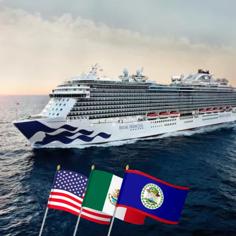 Cruise in the Western Caribbean from Galveston aboard Regal Princess ship with visits to USA, Mexico, Belize, and Honduras for 9 days