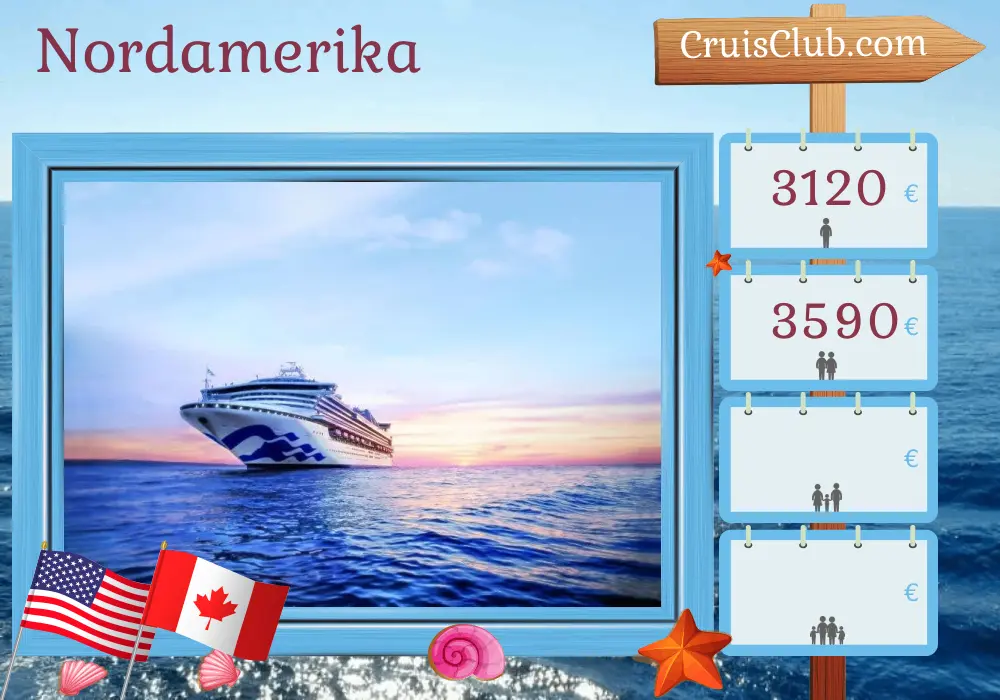 Kreuzfahrt in Nordamerika von Boston nach Quebec an Bord des Schiffes Sapphire Princess mit Besuchen in den USA und Kanada für 11 Tage