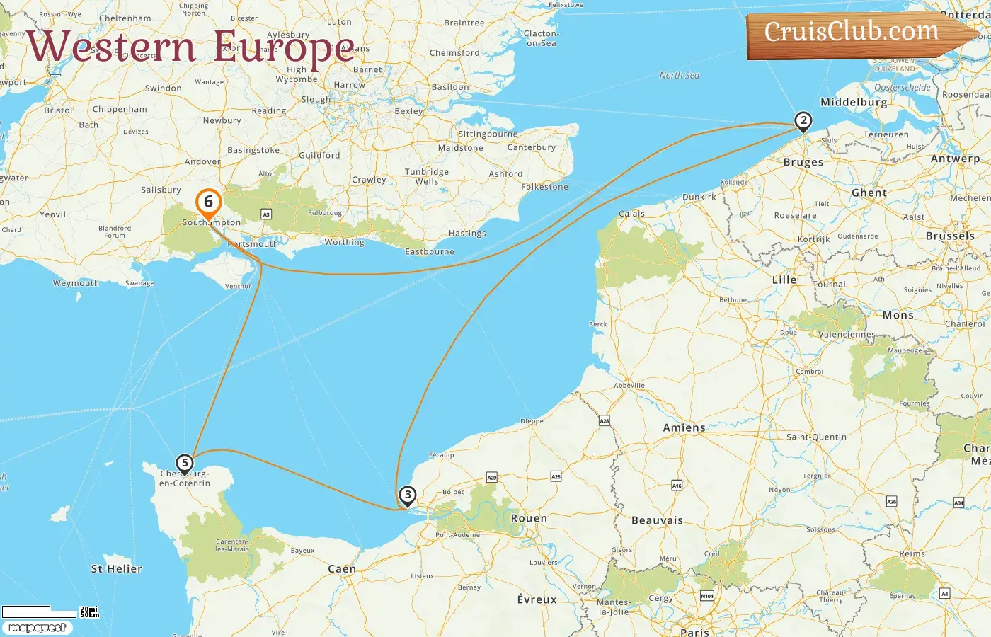 Cruise in the Western Europe from Southampton aboard Queen Mary 2 ship with visits to Belgium and France for 6 days