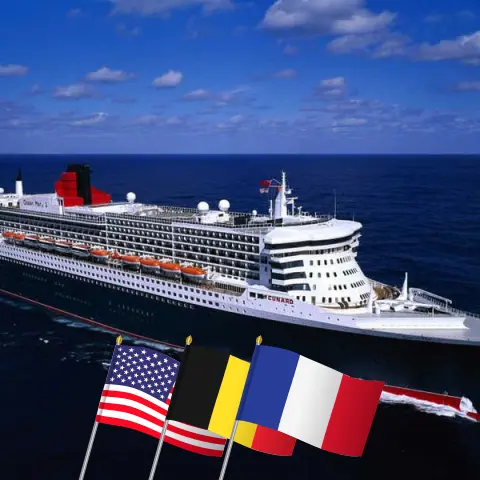 Kreuzfahrt über den Atlantik ab New York an Bord des Queen Mary 2-Schiffs mit Stopps in den USA, Belgien und Frankreich für 20 Tage