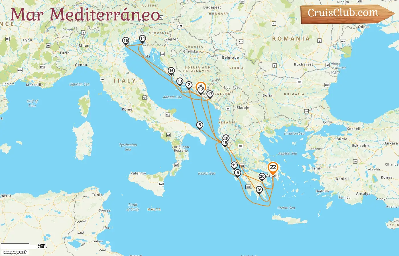 Crucero en el Mediterráneo de Dubrovnik a El Pireo a bordo del barco Seabourn Quest con visitas a Croacia, Italia, Albania, Grecia, Eslovenia y Montenegro por 22 días
