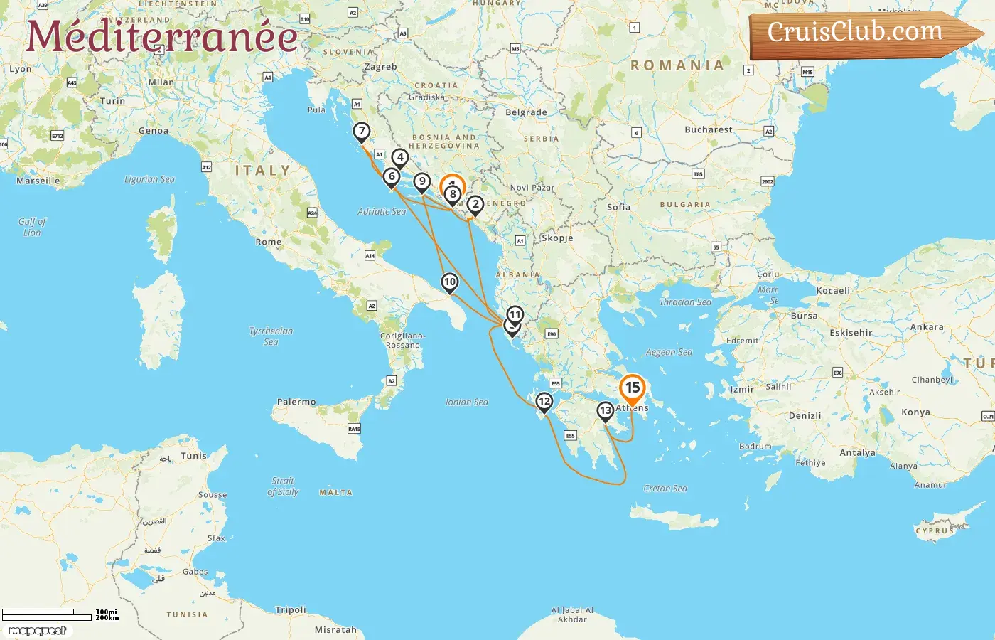 Croisière en Méditerranée de Dubrovnik à Le Pirée à bord du navire Seabourn Quest avec des visites en Croatie, au Monténégro, en Grèce, en Italie et en Albanie pendant 15 jours