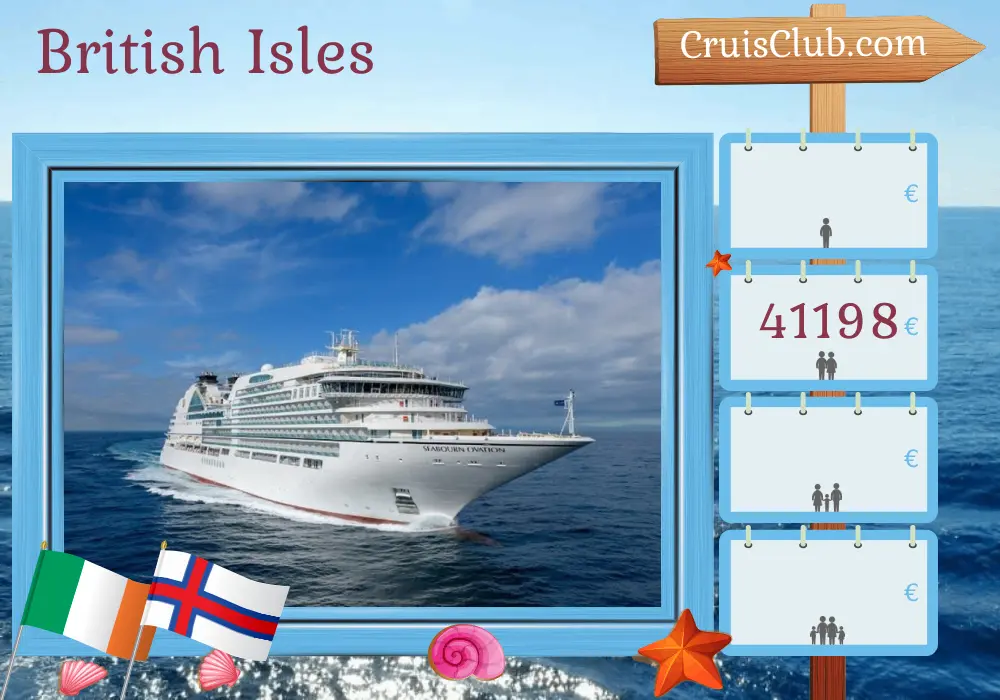 Cruise in the British Isles from Dover to Reykjavik aboard Seabourn Ovation ship with visits to Ireland and Faroe Islands for 15 days