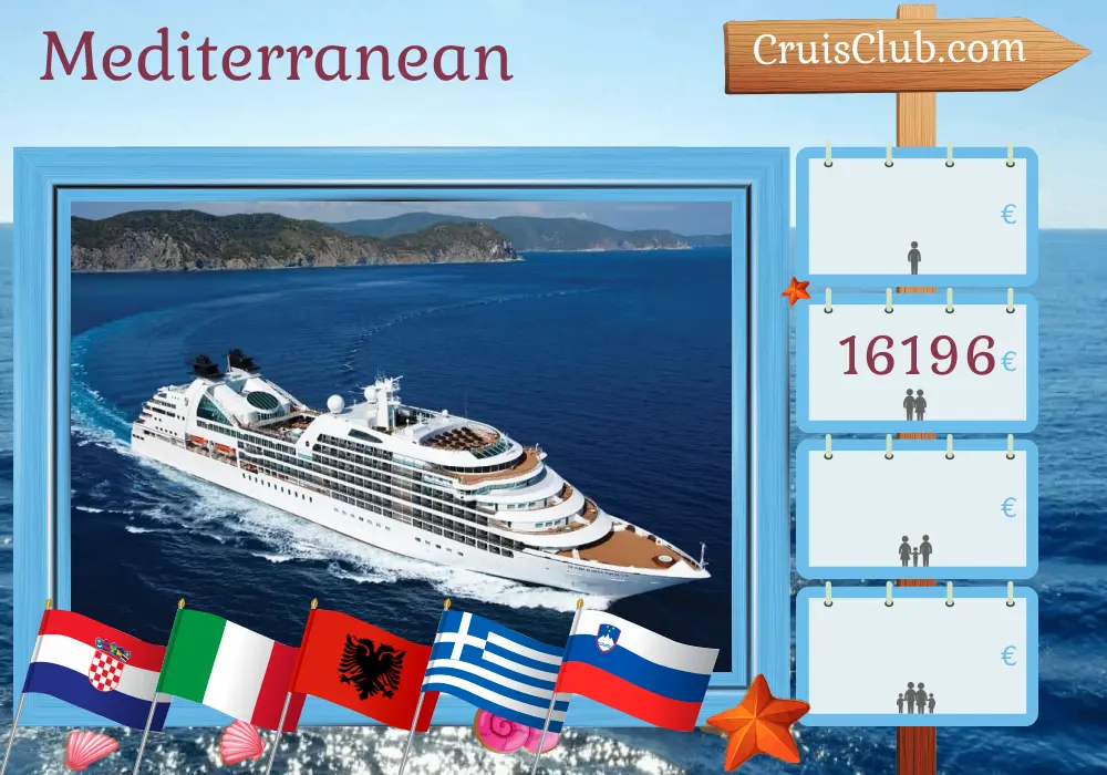Cruise in the Mediterranean from Dubrovnik to Fusina aboard Seabourn Quest ship with visits to Croatia, Italy, Albania, Greece, and Slovenia for 15 days