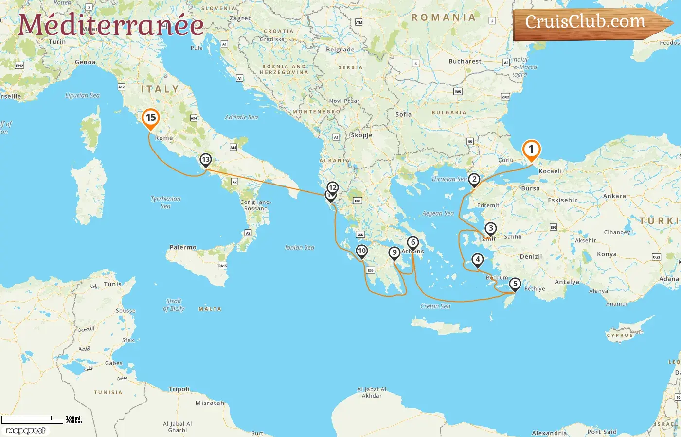 Croisière en Méditerranée d`Istanbul à Civitavecchia à bord du navire Seabourn Quest avec escales en Turquie, Grèce, Albanie et Italie pendant 15 jours