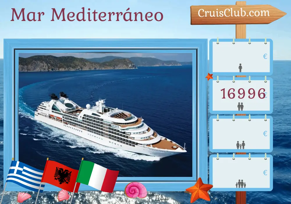 Crucero en el Mediterráneo desde Estambul hasta Civitavecchia a bordo del barco Seabourn Quest con visitas a Turquía, Grecia, Albania e Italia durante 15 días