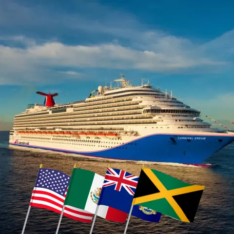 Kreuzfahrt in der westlichen Karibik ab Galveston an Bord des Schiffes Carnival Dream mit Besuchen in den USA, Mexiko, den Cayman Islands und Jamaika für 9 Tage