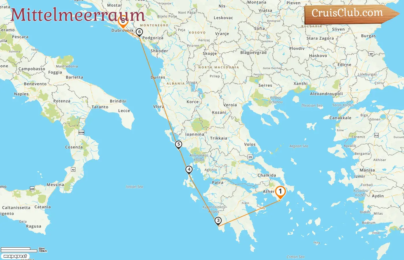 Kreuzfahrt im Mittelmeer von Lavrio nach Dubrovnik an Bord des Schiffes Le Ponant mit Besuchen in Griechenland, Montenegro und Kroatien für 8 Tage