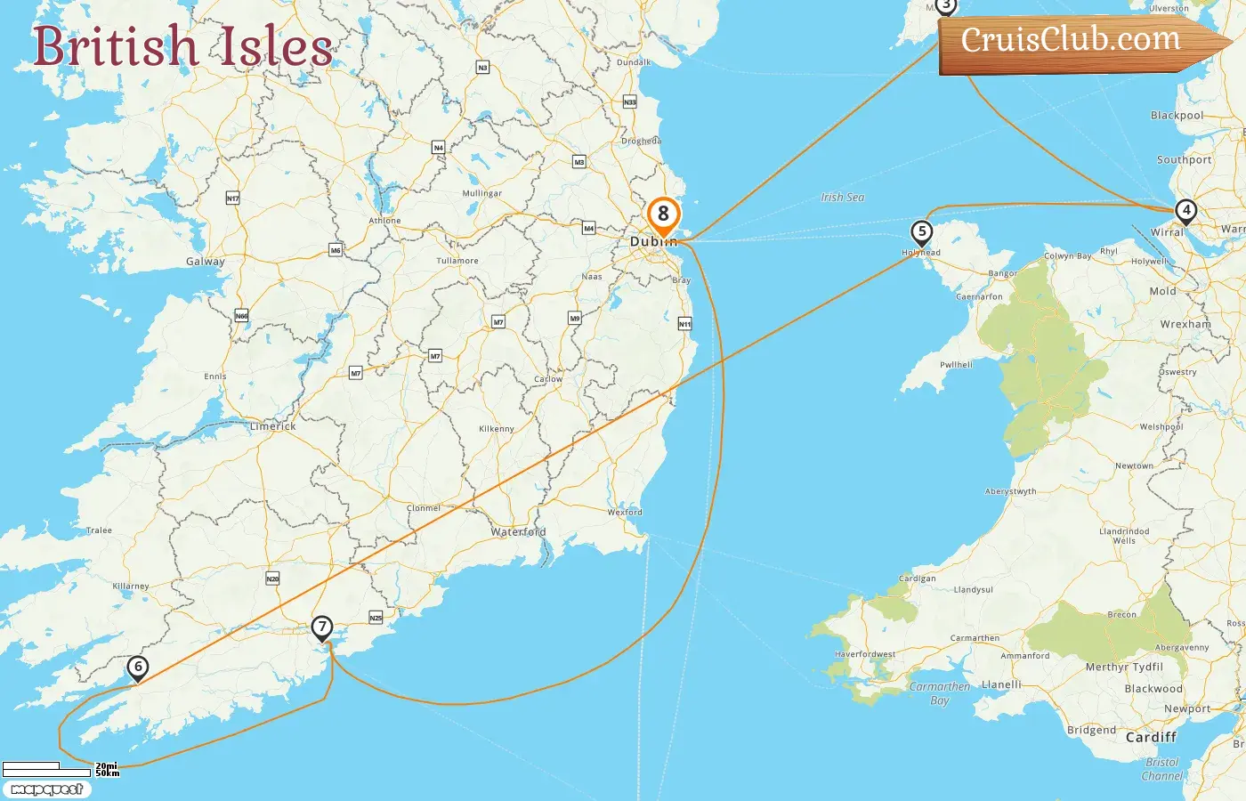 Kreuzfahrt in den Britischen Inseln ab Dublin an Bord des Schiffes Le Lapérouse mit Besuchen in Irland und der Isle of Man für 8 Tage