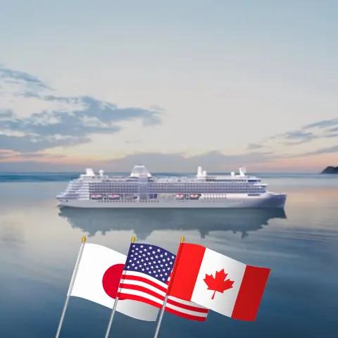 Kreuzfahrt im Pazifischen Ozean von Yokohama nach Seattle an Bord des Schiffes Silver Nova mit Stopps in Japan, den USA und Kanada für 20 Tage