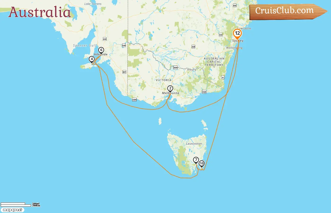 Cruise in the Australia from Sydney aboard Crown Princess ship with visits to Australia for 12 days