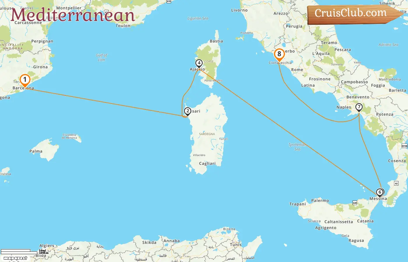 Cruise in the Mediterranean from Barcelona to Civitavecchia aboard Queen Victoria ship with visits to Spain, Italy, and France for 8 days