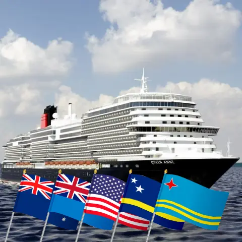 Cruzeiro no Canal do Panamá de Sydney para Miami a bordo do navio Queen Anne com visitas à Austrália, Vanuatu, Fiji, EUA, Guatemala, Panamá, Curaçao e Aruba por 35 dias