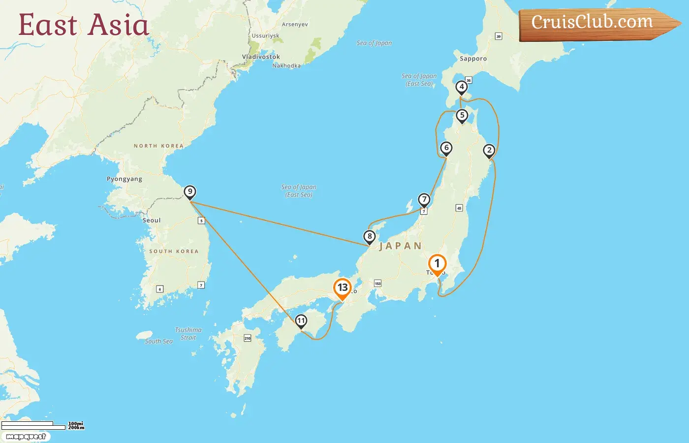 Cruise in the East Asia from Yokohama to Osaka aboard Seabourn Encore ship with visits to Japan and South Korea for 13 days