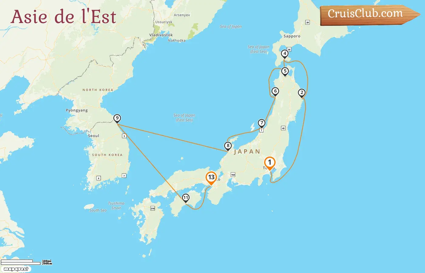 Croisière en Asie de l`Est de Yokohama à Osaka à bord du navire Seabourn Encore avec des visites au Japon et en Corée du Sud pendant 13 jours