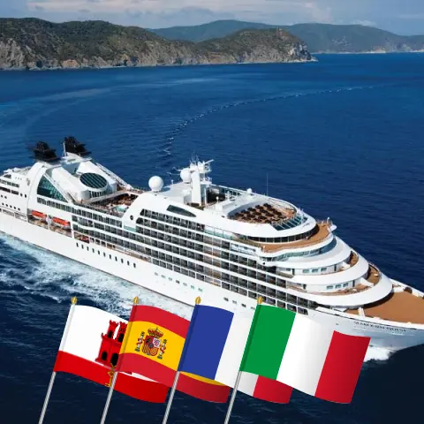 Cruise in the Mediterranean from Lisbon to Genoa aboard Seabourn Quest ship with visits to Gibraltar, Spain, France, and Italy for 11 days