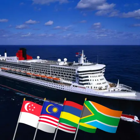 Croisière en Afrique de Singapour au Cap à bord du navire Queen Mary 2 avec des visites à Singapour, en Malaisie, à Maurice et en Afrique du Sud pendant 17 jours