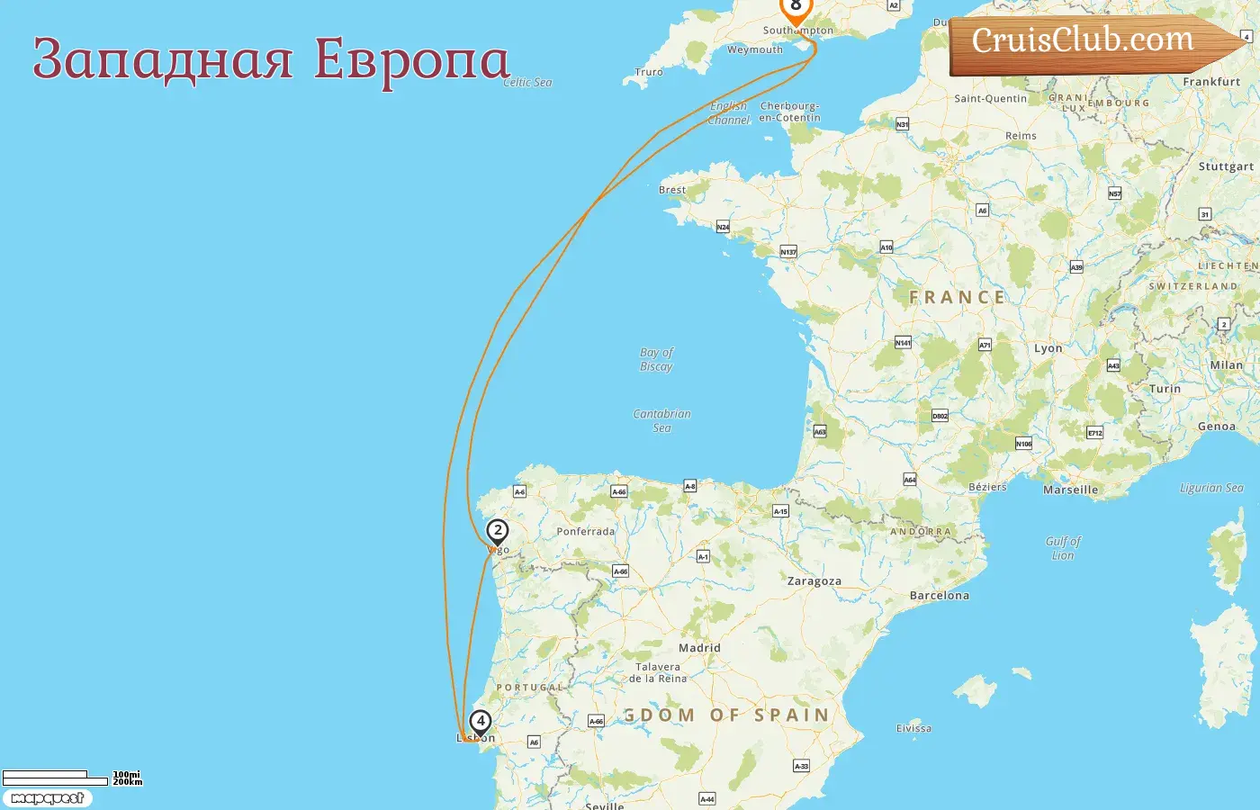 Круиз по Западной Европе из Саутгемптона на борту судна Queen Mary 2 с посещением Испании на 8 дней