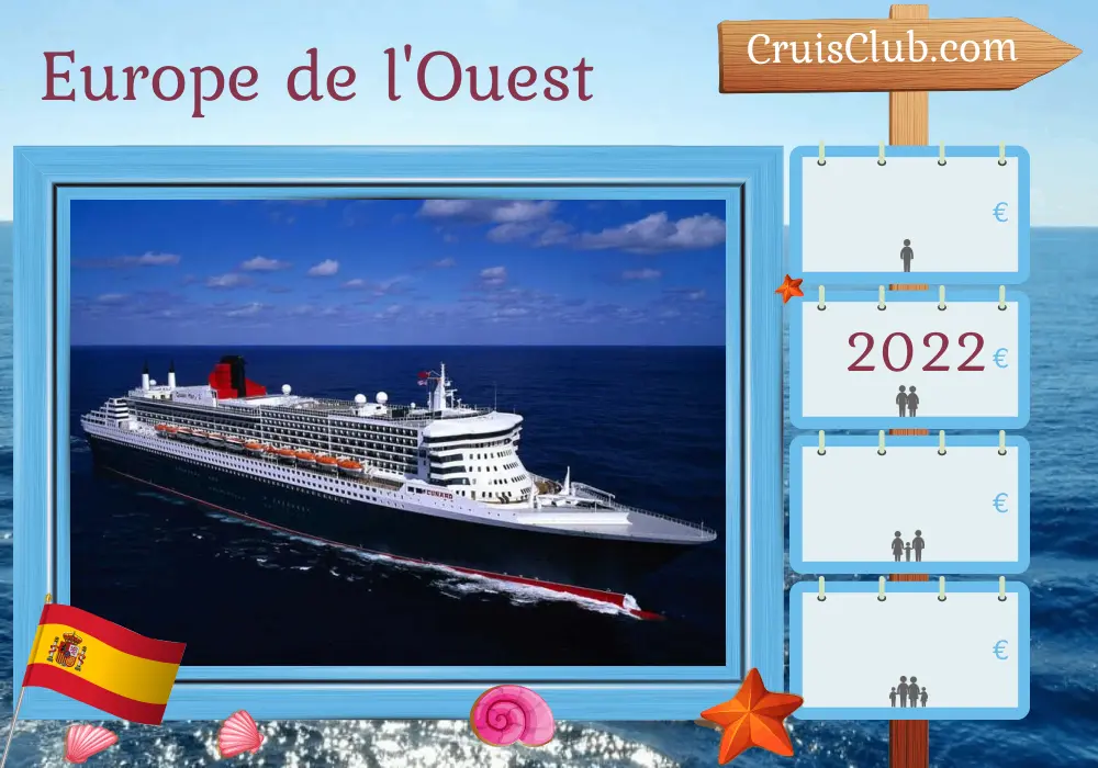 Croisière en Europe de l`Ouest au départ de Southampton à bord du navire Queen Mary 2 avec des escales en Espagne pendant 8 jours